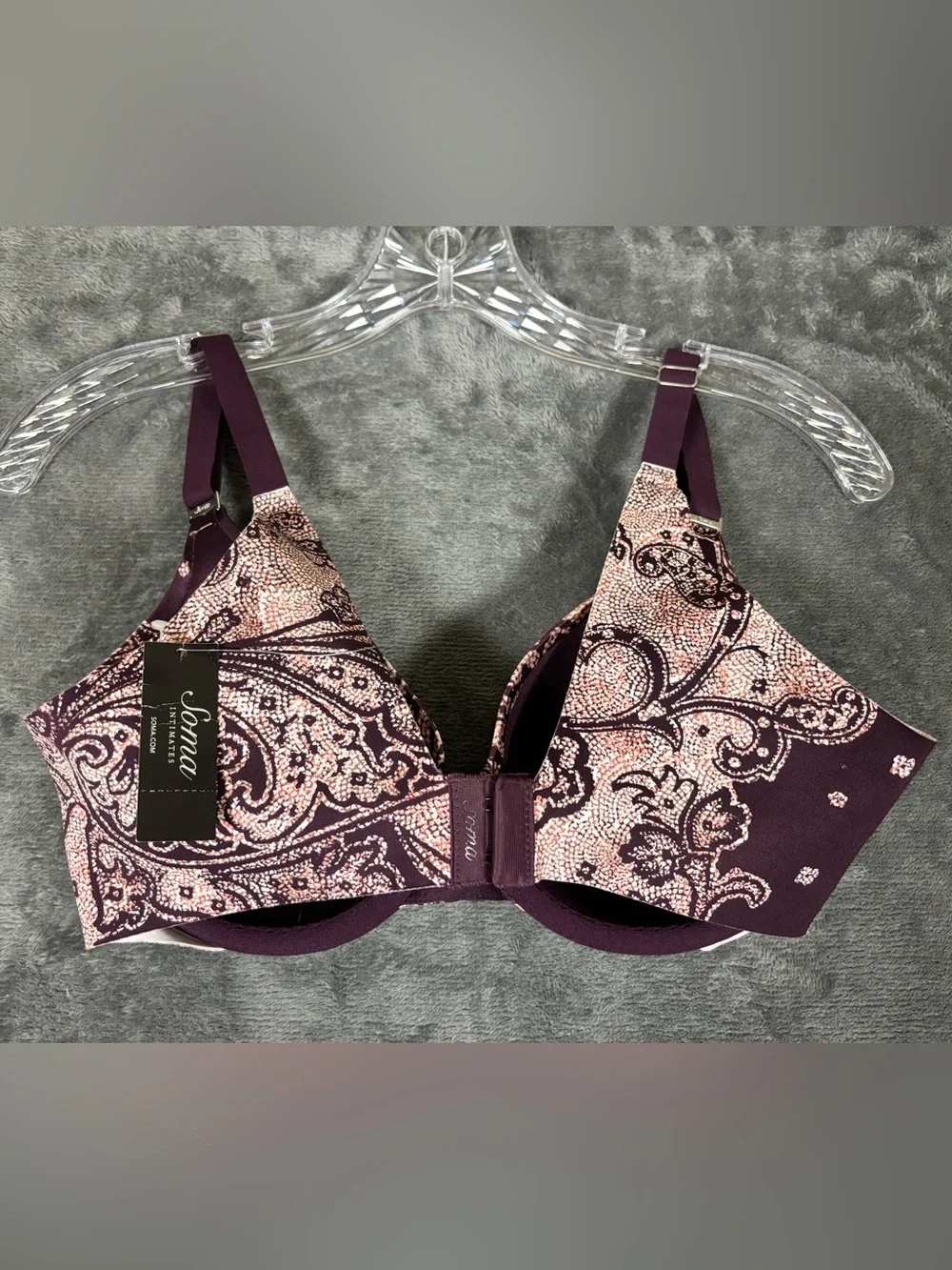 NWT Soma Nadine Vanishing Back Bra 36C in Weathered‎ Paisley pattern
